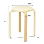 Costway Lot de 4 Tabourets Ronds en Bois Courbé, Chaises de Salle à Manger Empilables avec Siège Rembourré Beige/Noir
