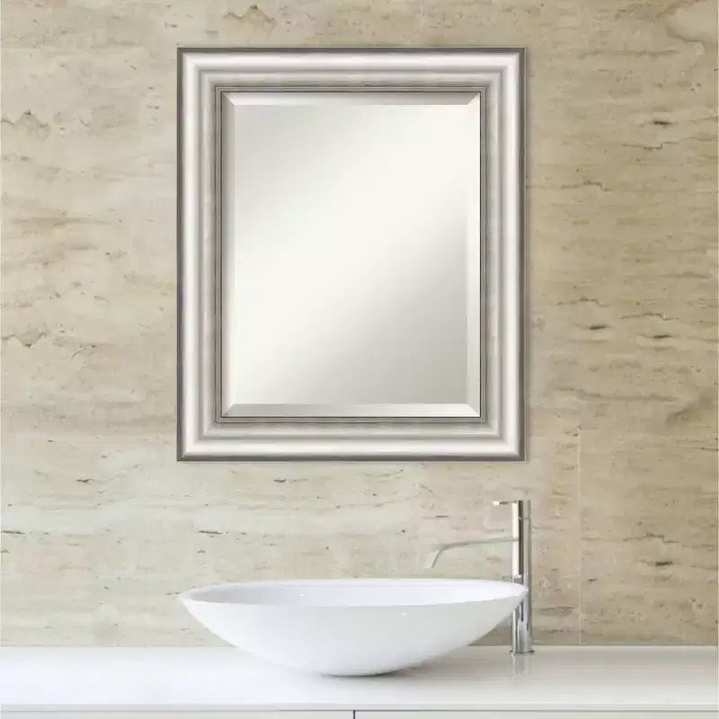 Miroir mural de salle de bain encadré argenté Salon - Amanti Art