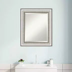 Miroir mural de salle de bain encadré argenté Salon - Amanti Art