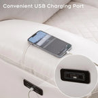 Canapé inclinable électrique avec chargeur sans fil, liseuse, lumière LED pour salon, similicuir, port AC/USB, porte-gobelet, noir