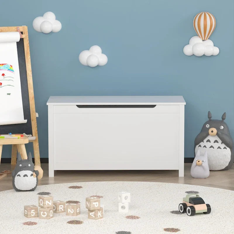 Coffre à jouets en bois pour enfants avec couvercle à charnière de sécurité, pour les 3 ans et plus