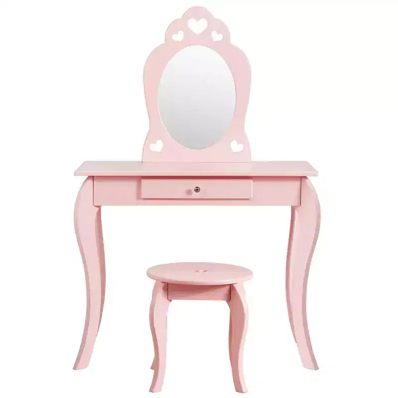 Costway Coiffeuse Enfant Princesse Table de Maquillage Jouet avec Miroir