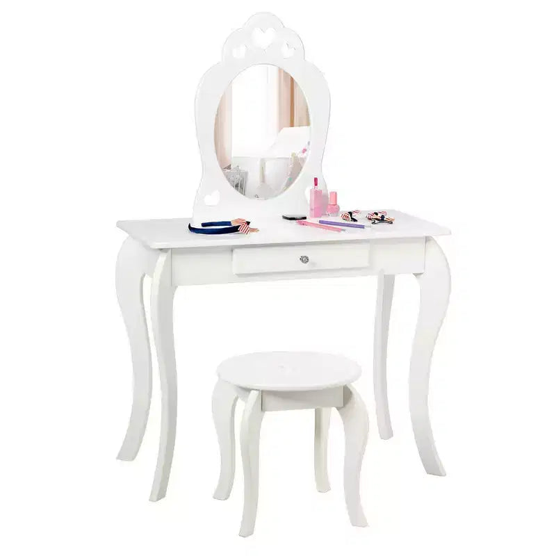 Costway Coiffeuse Enfant Princesse Table de Maquillage Jouet avec Miroir