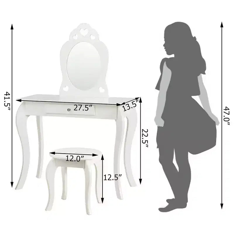 Costway Coiffeuse Enfant Princesse Table de Maquillage Jouet avec Miroir