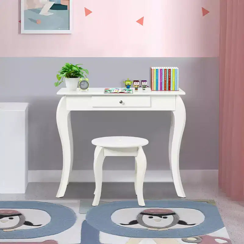 Costway Coiffeuse Enfant Princesse Table de Maquillage Jouet avec Miroir