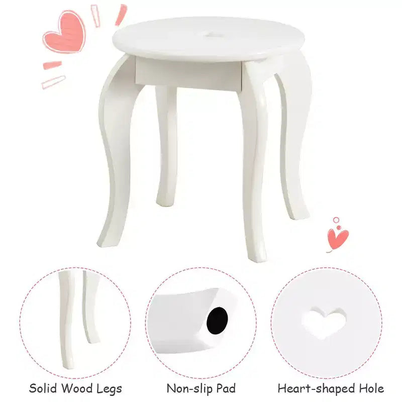 Costway Coiffeuse Enfant Princesse Table de Maquillage Jouet avec Miroir