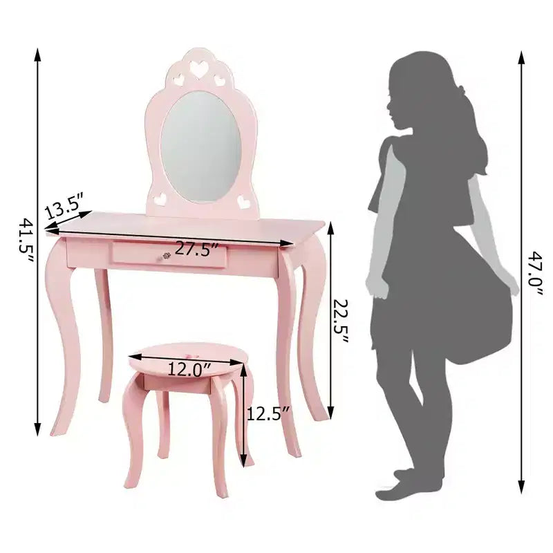 Costway Coiffeuse Enfant Princesse Table de Maquillage Jouet avec Miroir