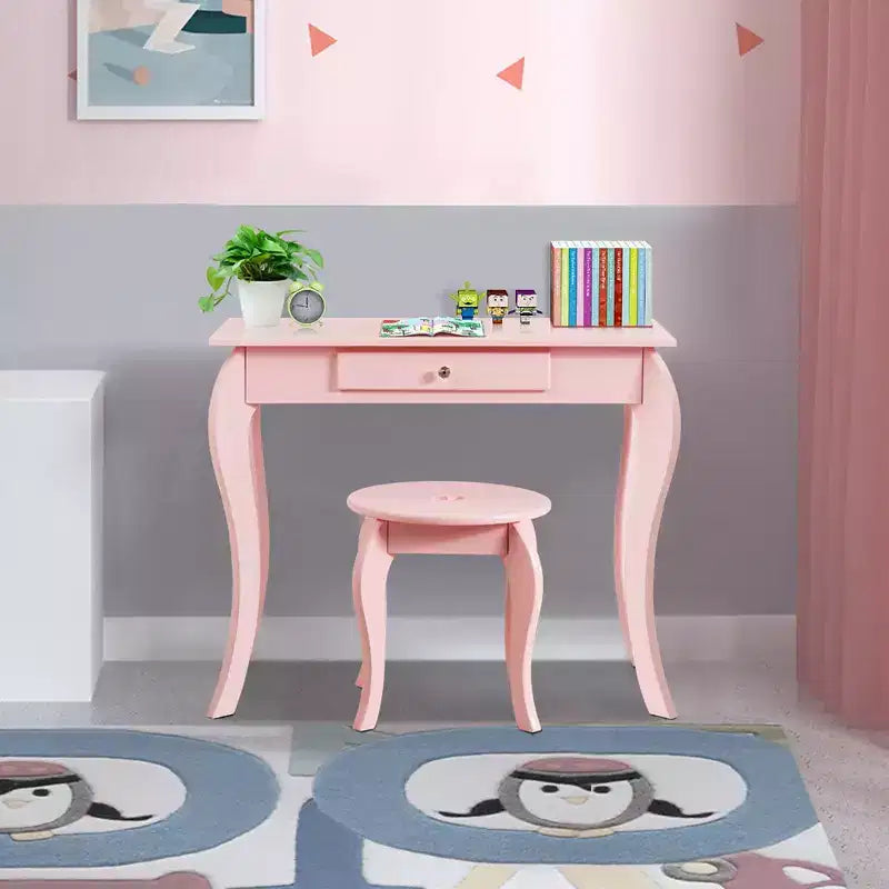 Costway Coiffeuse Enfant Princesse Table de Maquillage Jouet avec Miroir