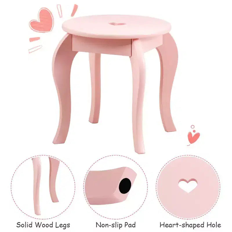 Costway Coiffeuse Enfant Princesse Table de Maquillage Jouet avec Miroir