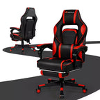 Costway Fauteuil de Massage Gaming Inclinable, Fauteuil de Bureau de Course pour Ordinateur avec Repose-Pieds Blanc/Noir/Bleu/Rouge