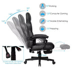 Costway Fauteuil de Massage Gaming Inclinable, Fauteuil de Bureau de Course pour Ordinateur avec Repose-Pieds Blanc/Noir/Bleu/Rouge