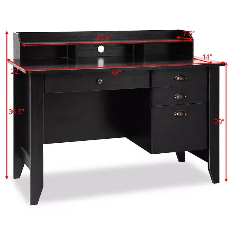Costway Bureau d'ordinateur PC Portable Table d'écriture Poste de travail Meuble d'étude Étudiant Noir