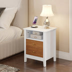 Tables de chevet (lot de 2) avec station de charge, table d'appoint avec 2 tiroirs, ports USB et prises, pour chambre à coucher