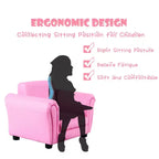 Costway Canapé pour enfants avec accoudoirs, pouf, cadeau d'anniversaire pour tout-petits, rose