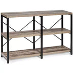 Costway 47'' Console Table 3 Tier Industrial Sofa Table Metal Frame