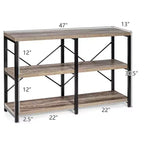 Costway Table console 47'' à 3 niveaux style industriel avec cadre en métal