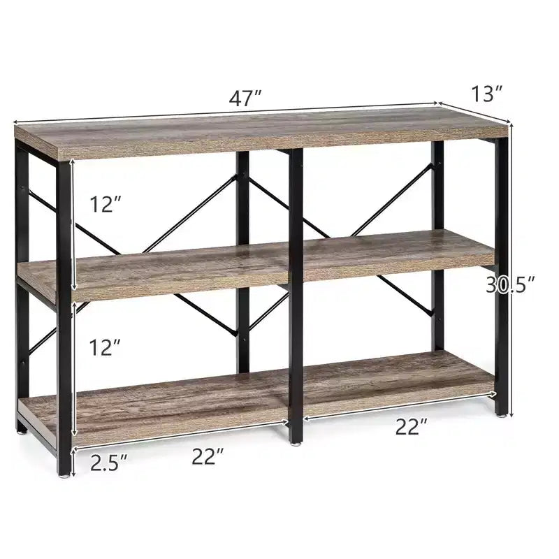 Costway Table console 47'' à 3 niveaux style industriel avec cadre en métal
