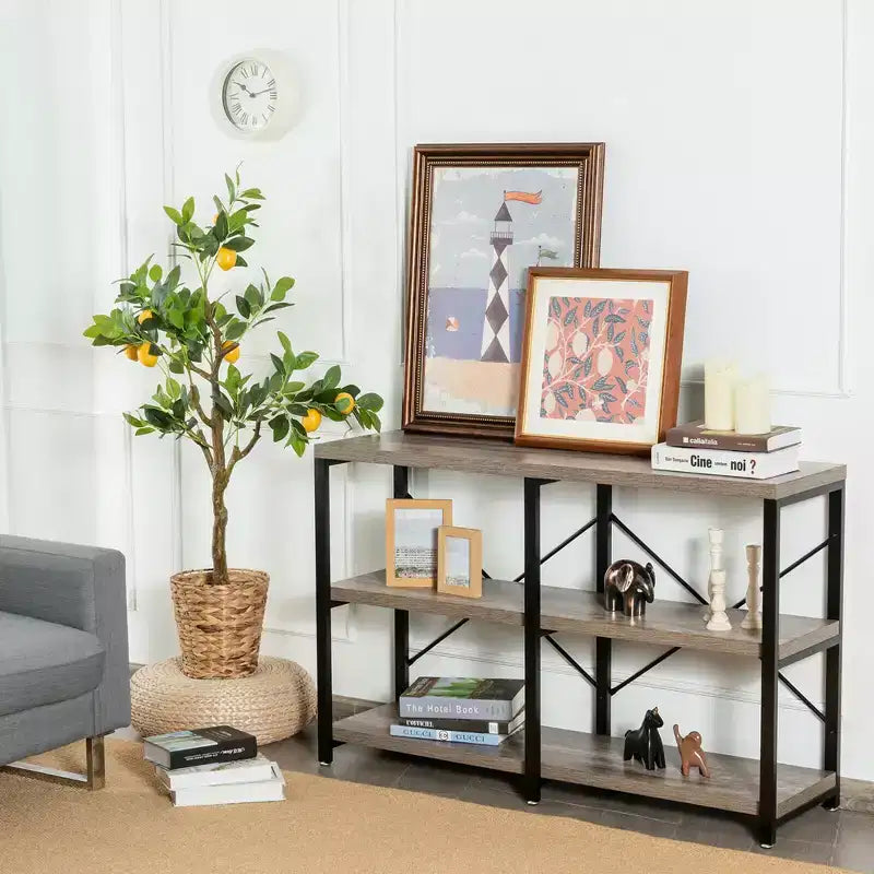 Costway Table console 47'' à 3 niveaux style industriel avec cadre en métal
