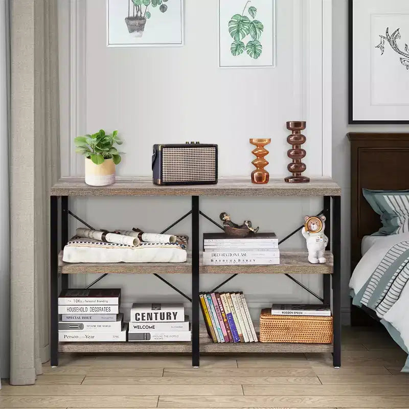 Costway Table console 47'' à 3 niveaux style industriel avec cadre en métal