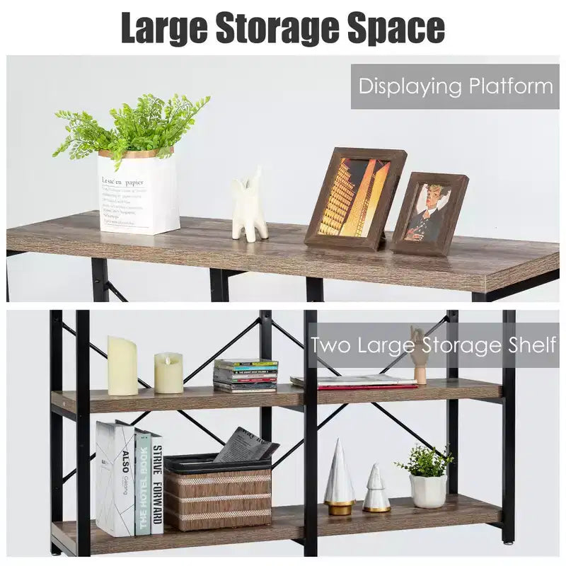 Costway Table console 47'' à 3 niveaux style industriel avec cadre en métal