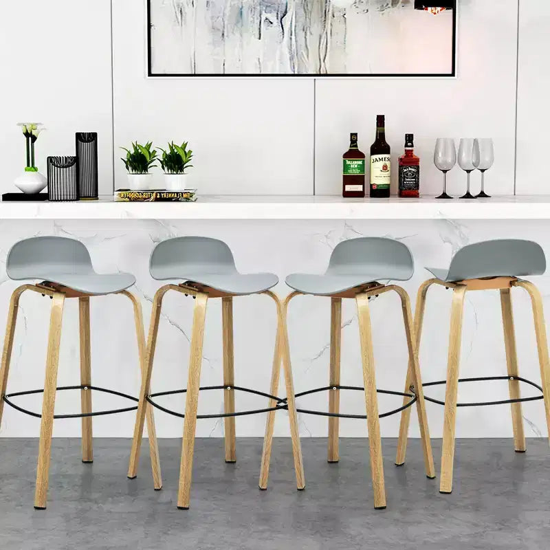 Costway Lot de 4 tabourets de bar modernes 76 cm Chaises de bistrot avec dossier bas et pieds en métal Gris