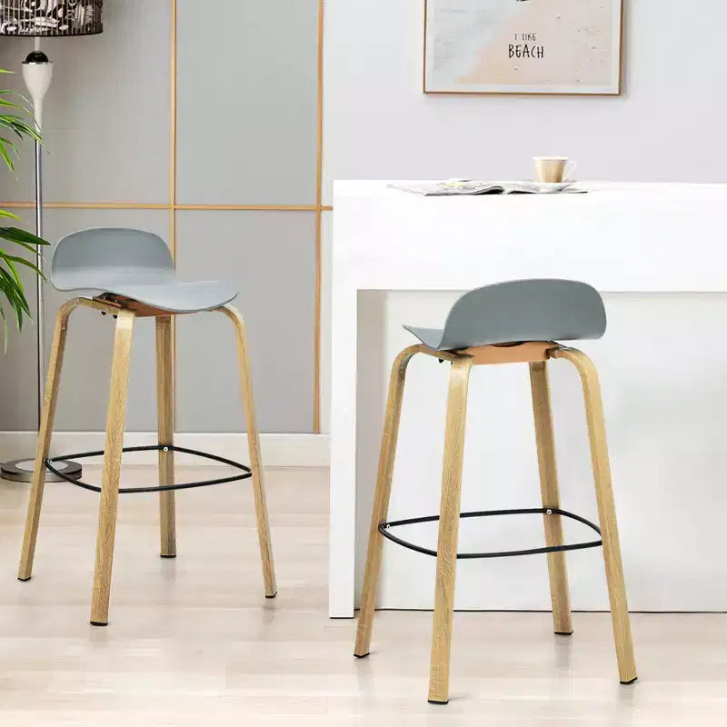 Costway Lot de 4 tabourets de bar modernes 76 cm Chaises de bistrot avec dossier bas et pieds en métal Gris