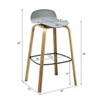 Costway Lot de 4 tabourets de bar modernes 76 cm Chaises de bistrot avec dossier bas et pieds en métal Gris