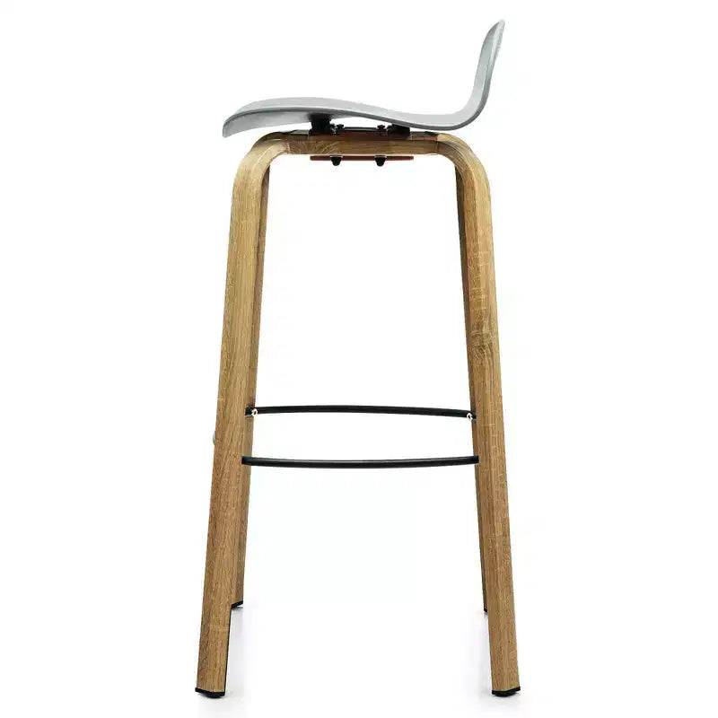 Costway Lot de 4 tabourets de bar modernes 76 cm Chaises de bistrot avec dossier bas et pieds en métal Gris