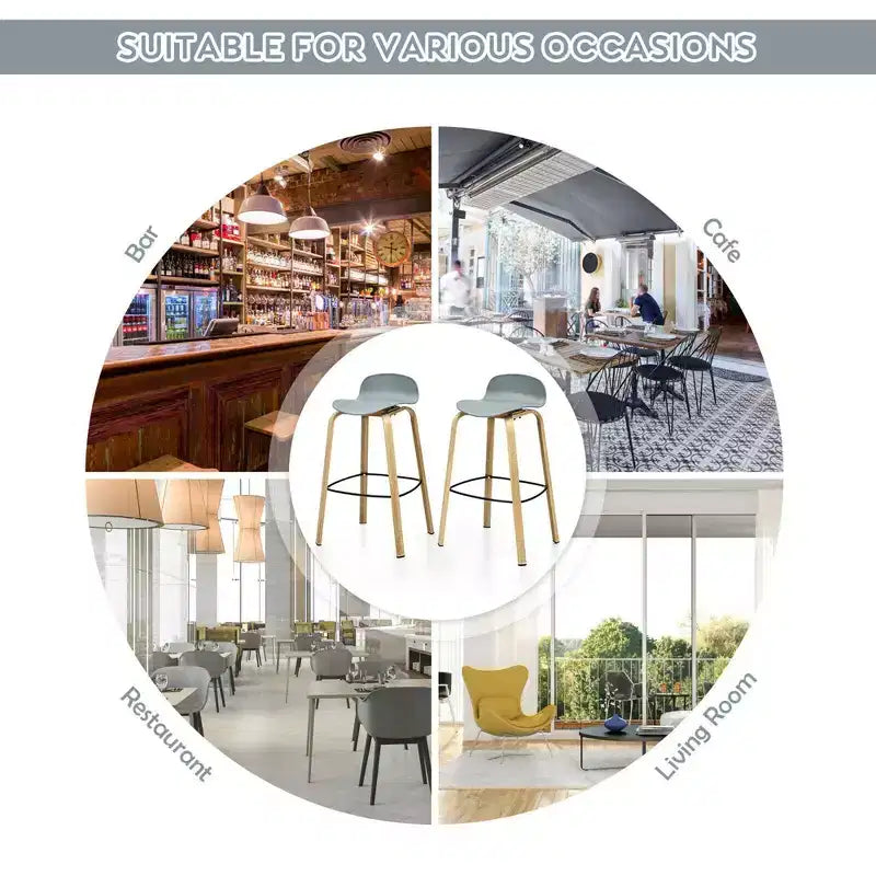 Costway Lot de 4 tabourets de bar modernes 76 cm Chaises de bistrot avec dossier bas et pieds en métal Gris