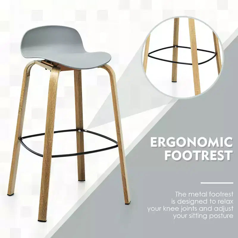 Costway Lot de 4 tabourets de bar modernes 76 cm Chaises de bistrot avec dossier bas et pieds en métal Gris