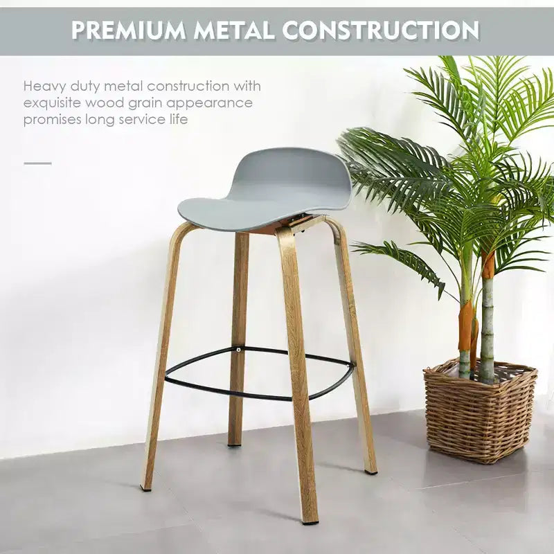 Costway Lot de 4 tabourets de bar modernes 76 cm Chaises de bistrot avec dossier bas et pieds en métal Gris