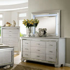 Commode et miroir contemporains 9 tiroirs Ruff Crocodile en bois en 2 pièces par Furniture of America