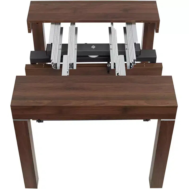 Table à manger rectangulaire en bois de noyer moderne vieilli Warhol 55 Downing Street 150,5 cm x 90,2 cm Marron avec 2 rallonges pour salon salle à manger