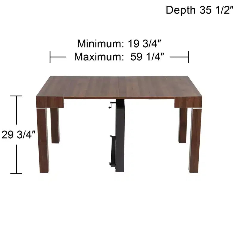 Table à manger rectangulaire en bois de noyer moderne vieilli Warhol 55 Downing Street 150,5 cm x 90,2 cm Marron avec 2 rallonges pour salon salle à manger