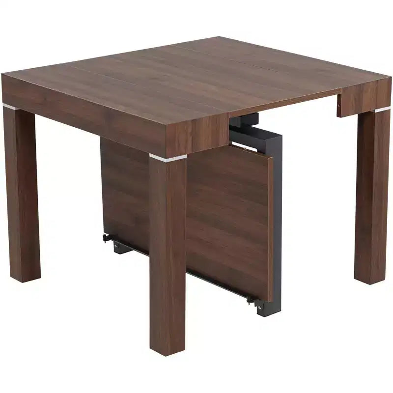 Table à manger rectangulaire en bois de noyer moderne vieilli Warhol 55 Downing Street 150,5 cm x 90,2 cm Marron avec 2 rallonges pour salon salle à manger