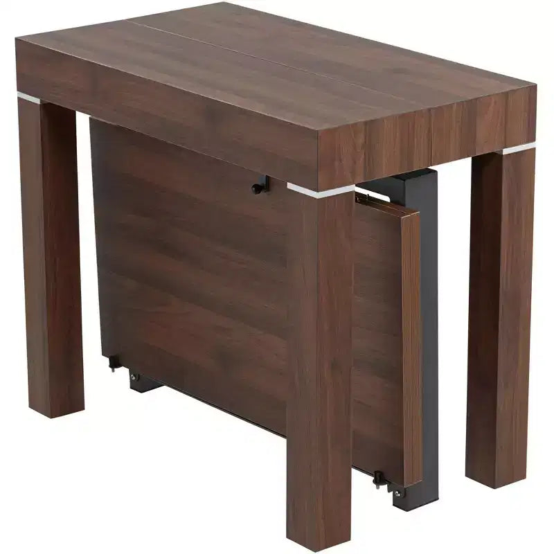 Table à manger rectangulaire en bois de noyer moderne vieilli Warhol 55 Downing Street 150,5 cm x 90,2 cm Marron avec 2 rallonges pour salon salle à manger