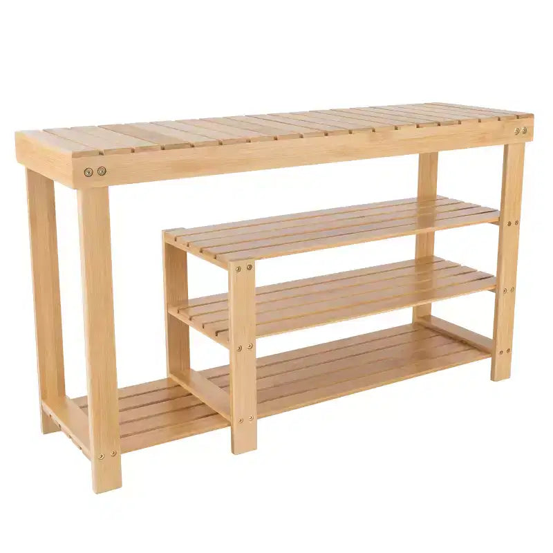 Banc de rangement à chaussures et bottes en bambou à 3 niveaux Hastings Home avec assise - Bois naturel
