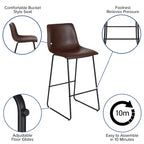 Tabourets de bar Merrick Lane de 76 cm de hauteur avec siège baquet en similicuir, lot de 2