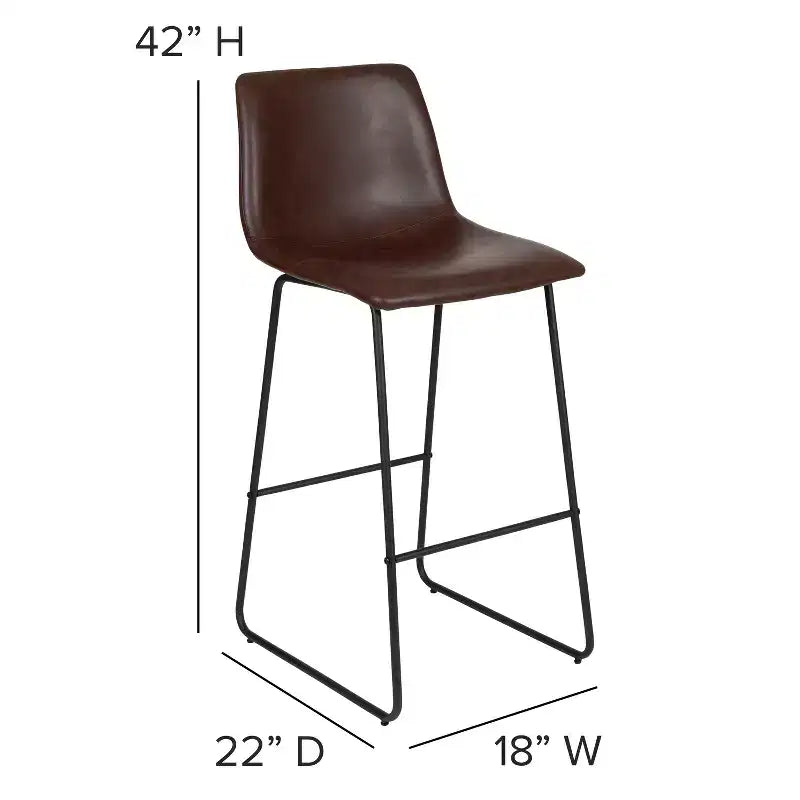 Tabourets de bar Merrick Lane de 76 cm de hauteur avec siège baquet en similicuir, lot de 2