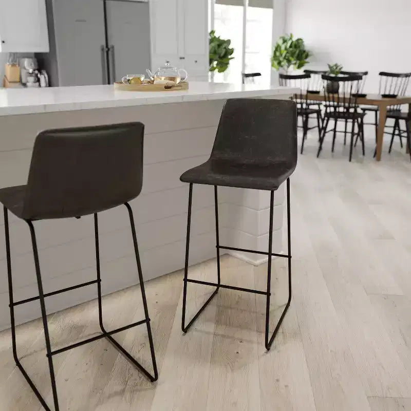 Tabourets de bar Merrick Lane de 76 cm de hauteur avec siège baquet en similicuir, lot de 2