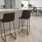 Tabourets de bar Merrick Lane de 76 cm de hauteur avec siège baquet en similicuir, lot de 2