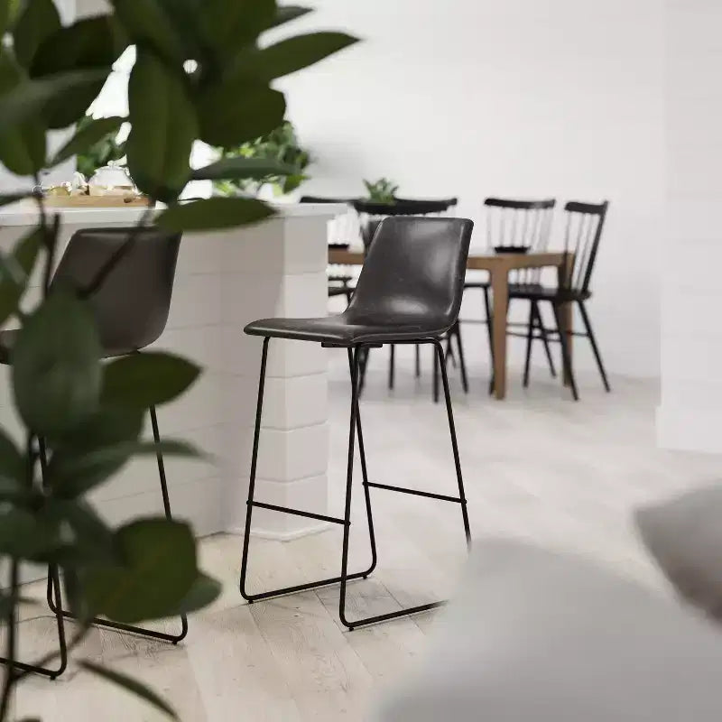 Tabourets de bar Merrick Lane de 76 cm de hauteur avec siège baquet en similicuir, lot de 2