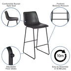 Tabourets de bar Merrick Lane de 76 cm de hauteur avec siège baquet en similicuir, lot de 2