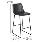 Tabourets de bar Merrick Lane de 76 cm de hauteur avec siège baquet en similicuir, lot de 2