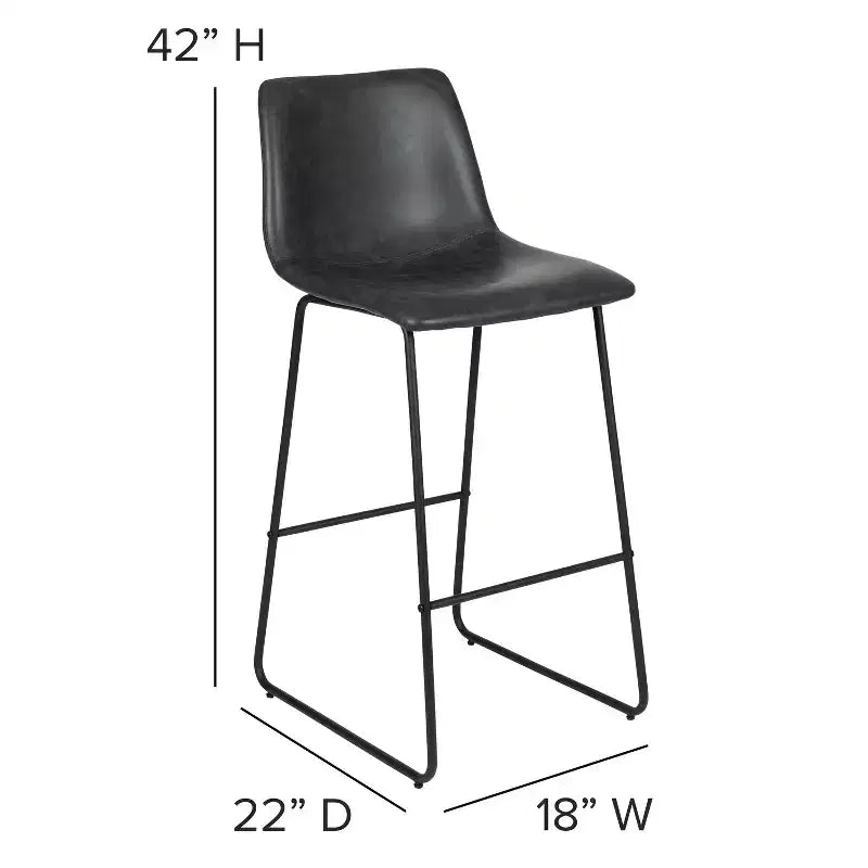 Tabourets de bar Merrick Lane de 76 cm de hauteur avec siège baquet en similicuir, lot de 2