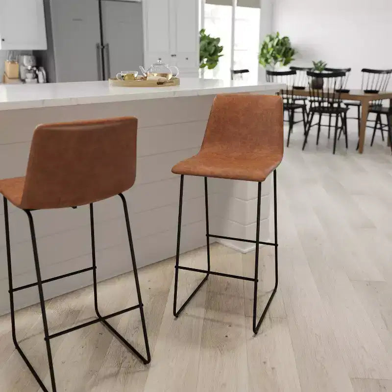 Tabourets de bar Merrick Lane de 76 cm de hauteur avec siège baquet en similicuir, lot de 2