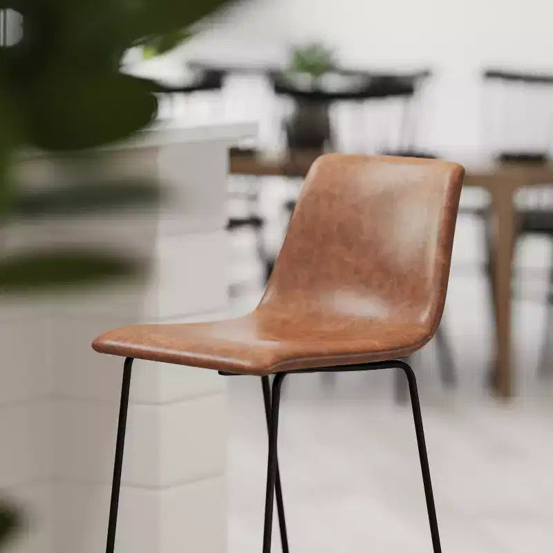 Tabourets de bar Merrick Lane de 76 cm de hauteur avec siège baquet en similicuir, lot de 2