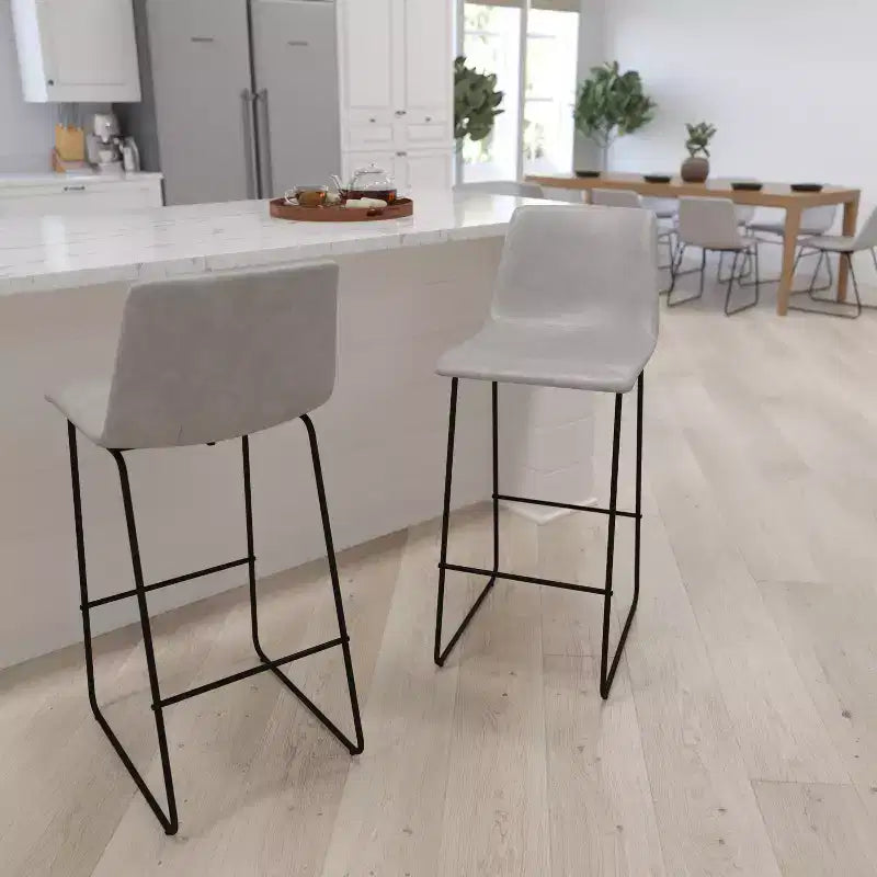 Tabourets de bar Merrick Lane de 76 cm de hauteur avec siège baquet en similicuir, lot de 2