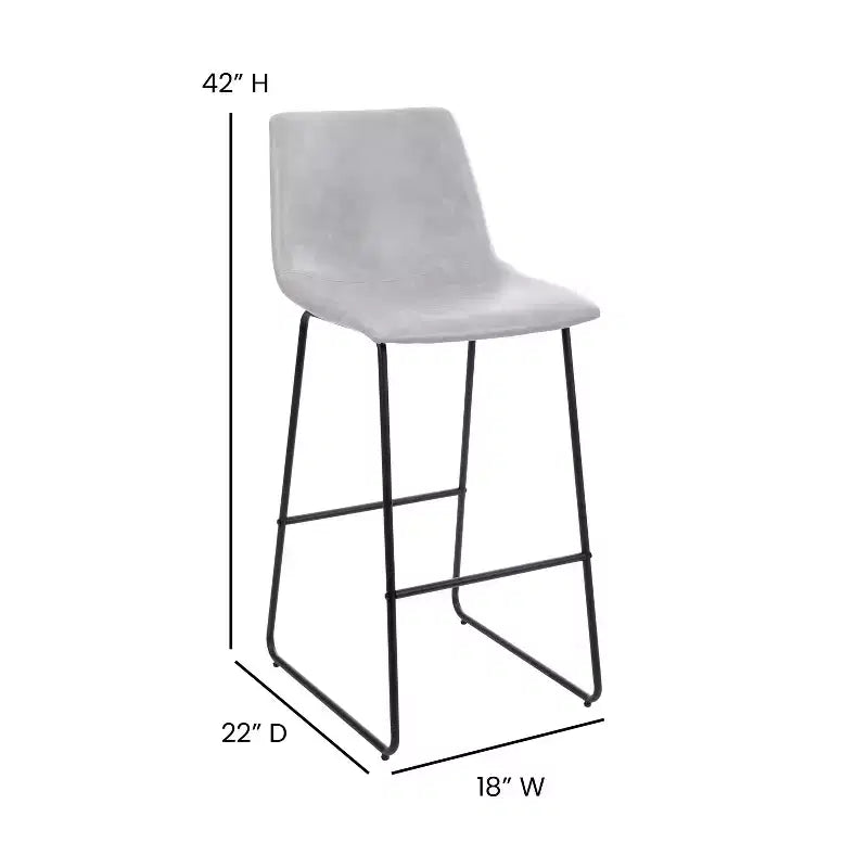 Tabourets de bar Merrick Lane de 76 cm de hauteur avec siège baquet en similicuir, lot de 2