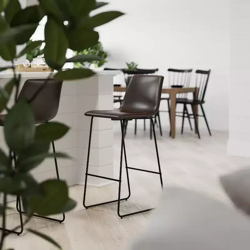 Tabourets de bar Merrick Lane de 76 cm de hauteur avec siège baquet en similicuir, lot de 2